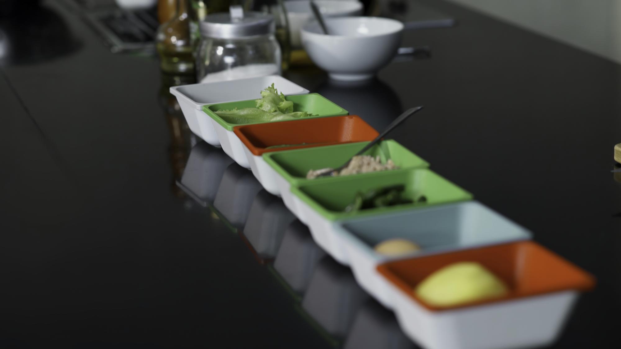 Selection of culinary kits arranged on table